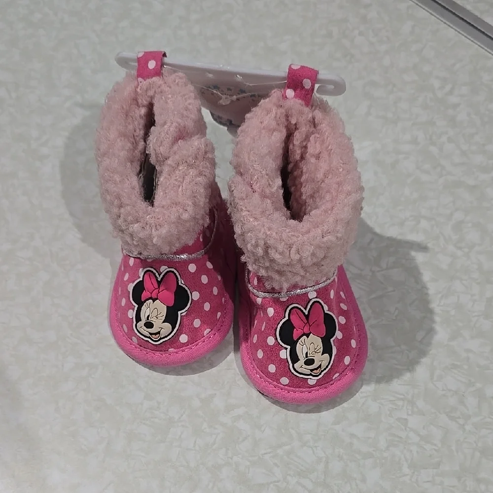 Disney Pink‎ Minnie Mouse Slippers with Plush Lining